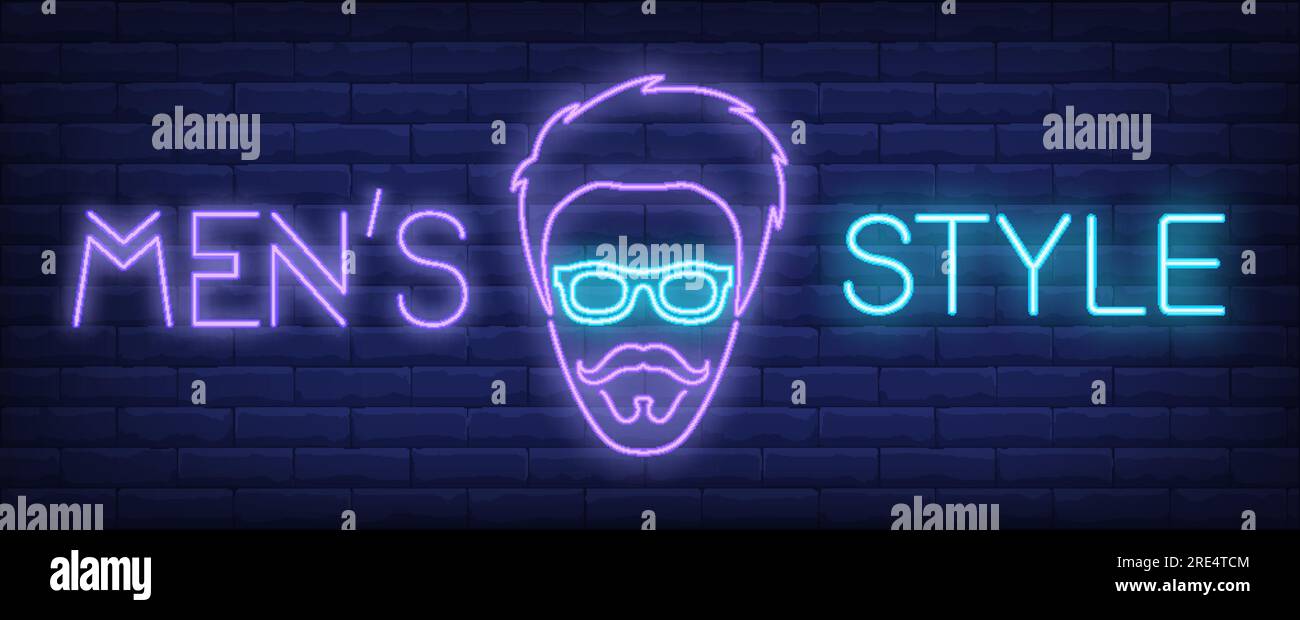 Mens style neon sign Stock Vector Image & Art Alamy