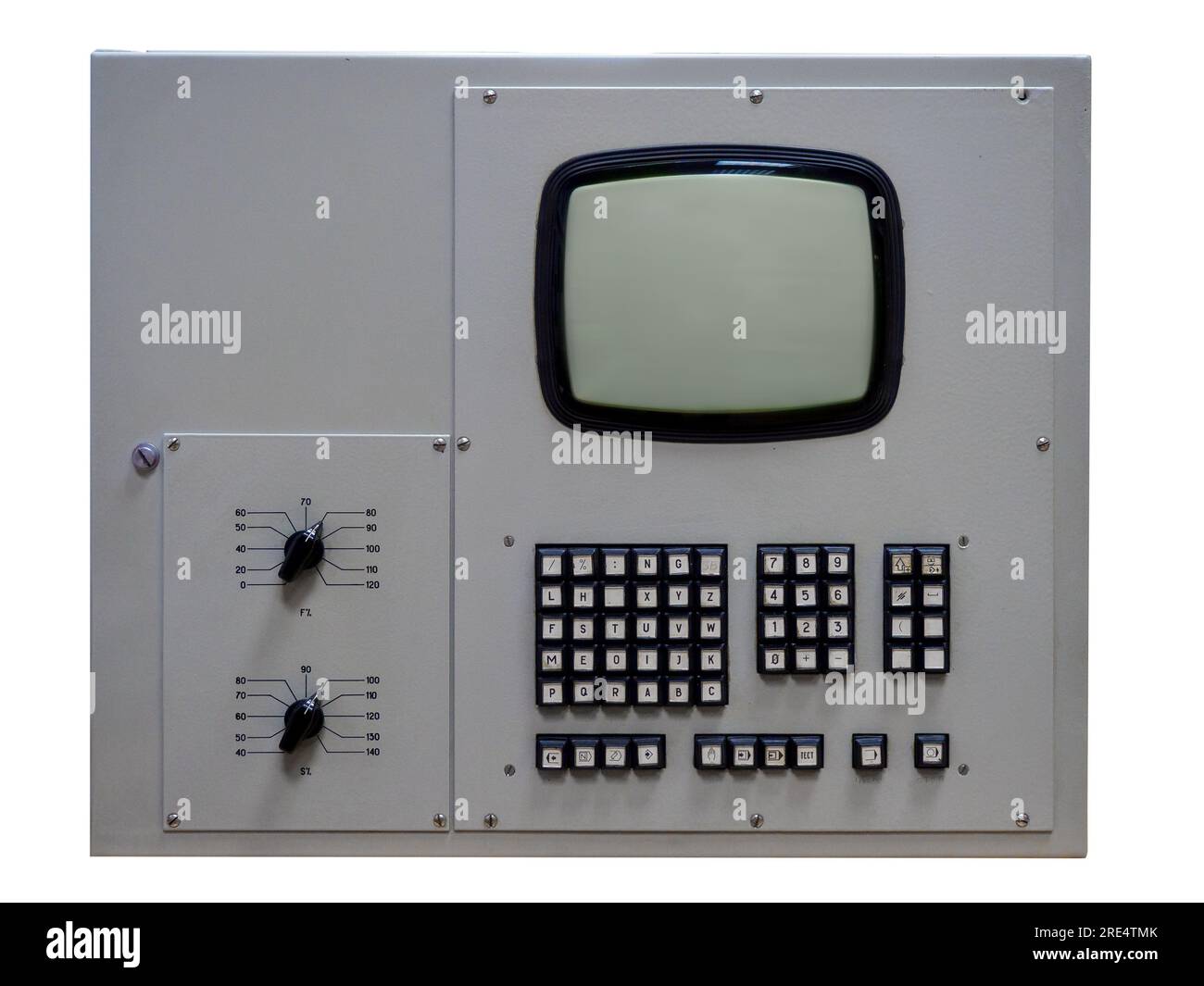 CRT kinescope with buttons and switches. Obsolete tube kinescope of