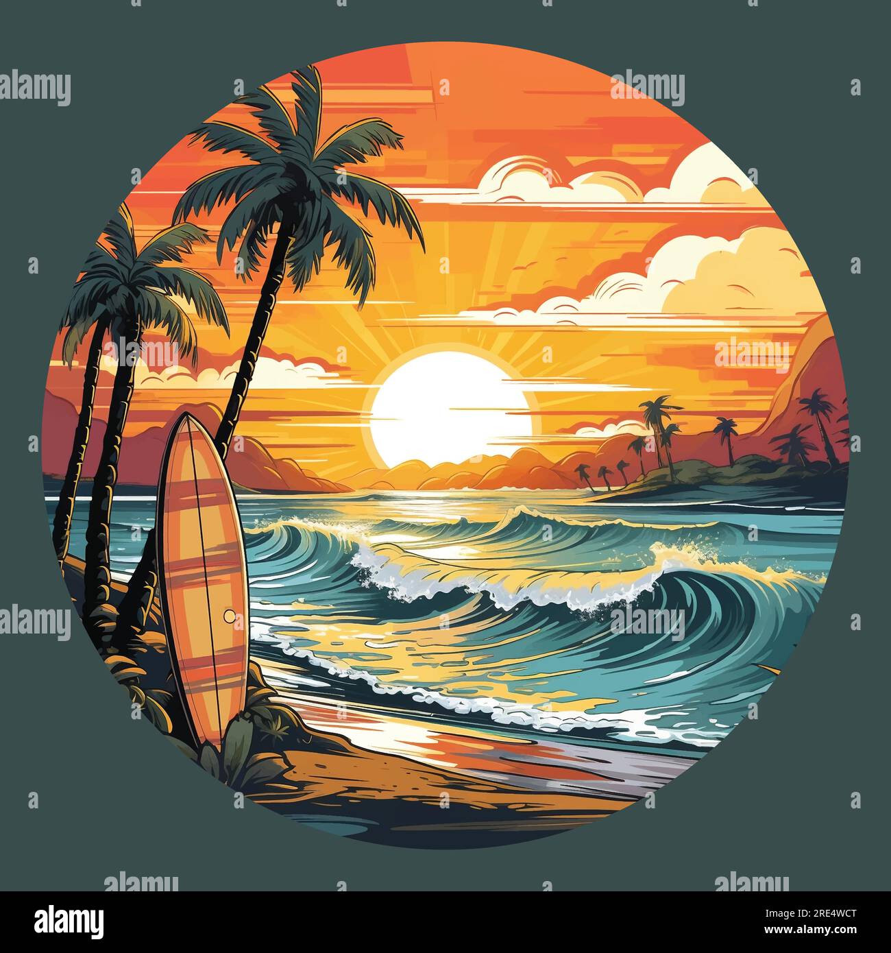 Palm trees on a sandy beach Stock Vector Images - Alamy