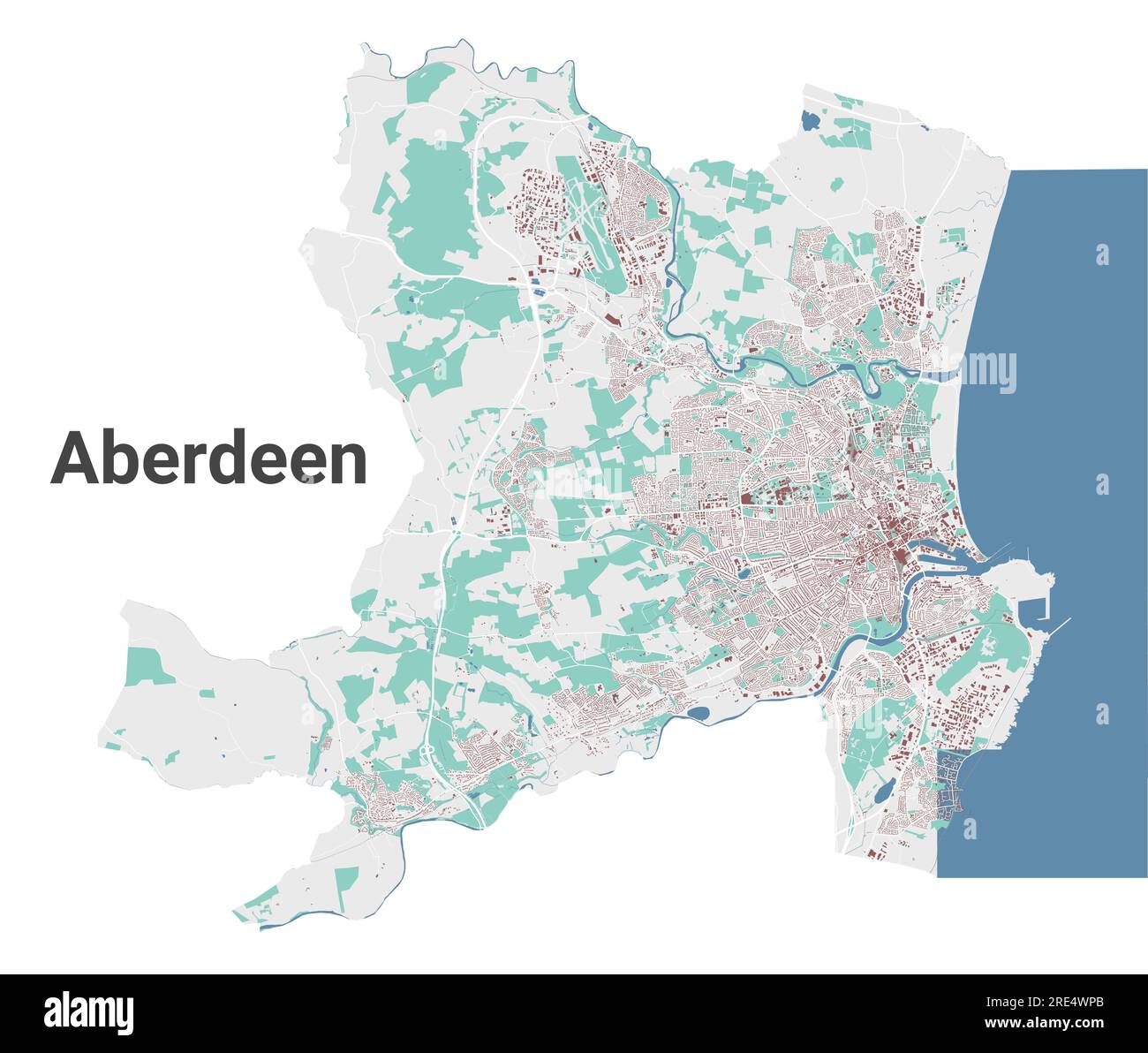 Aberdeen city map, detailed administrative area with buildings Stock Vector Image & Art Alamy