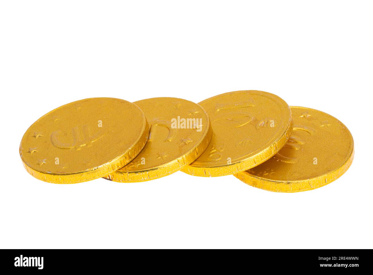 golden euro coins isolated on white background Stock Photo - Alamy