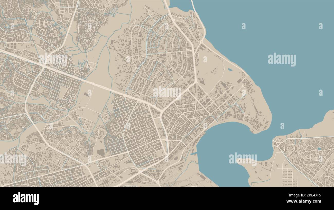 Dar es Salaam, Tanzania, vector map. Detailed map of Dar es Salaam city 