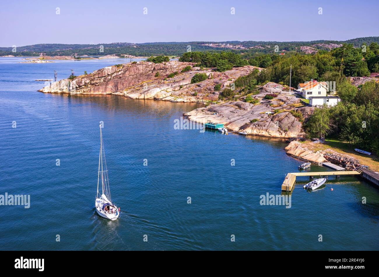 Maritime scenery and panoramic view over Stigfjorden near Skapesund ...