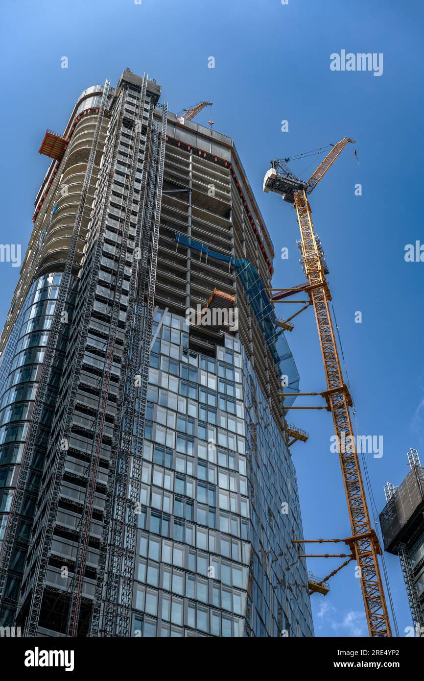 Construction site of the 4Four office and residential tower, Frankfurt, Germany Stock Photo