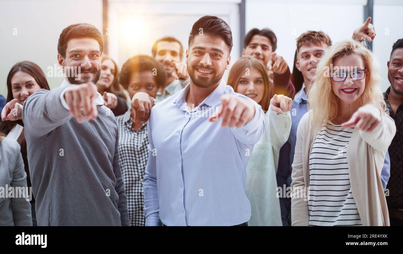 Team four happy excited young hi-res stock photography and images - Alamy