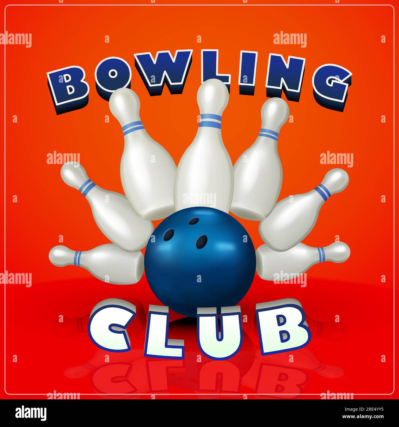 Bowling Club. Realistic 3D sports elements with skittles and bowling