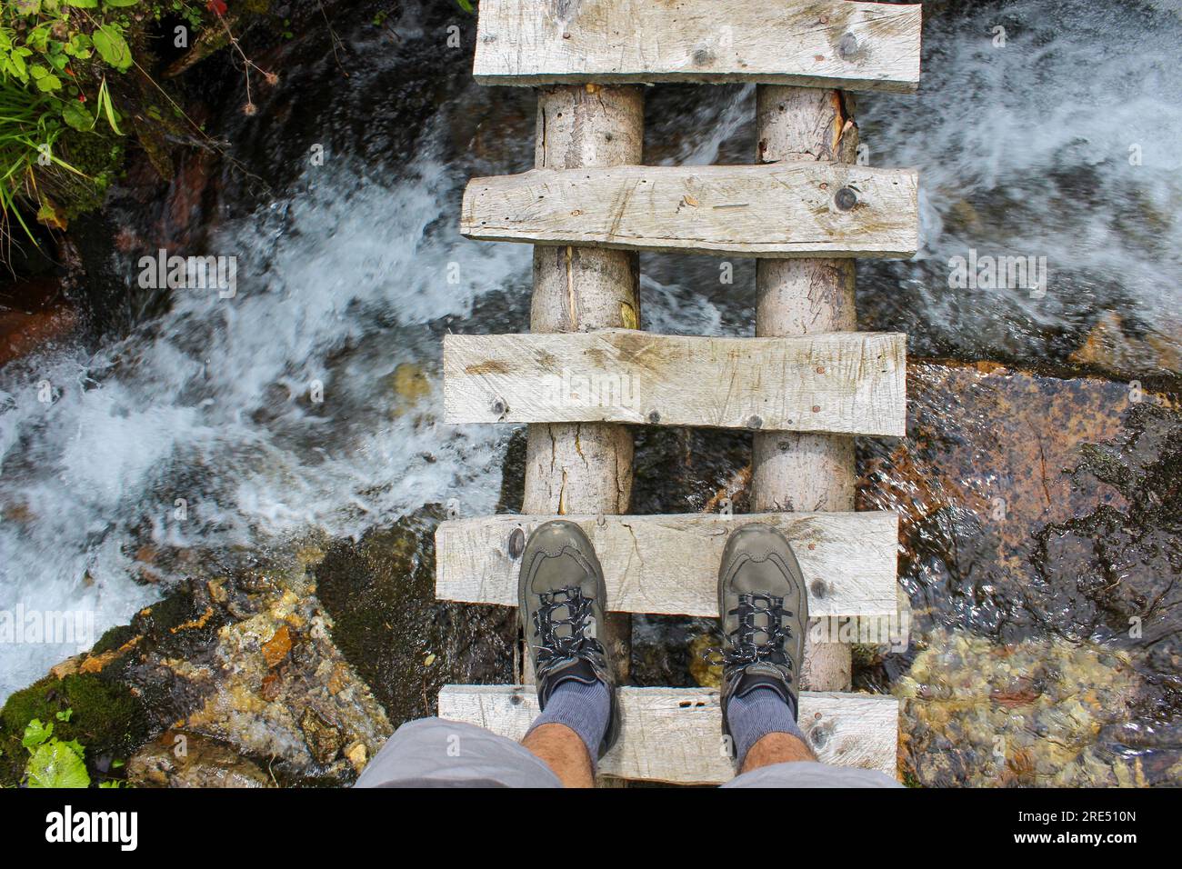 Walking on high wooden bridge hi-res stock photography and images - Alamy