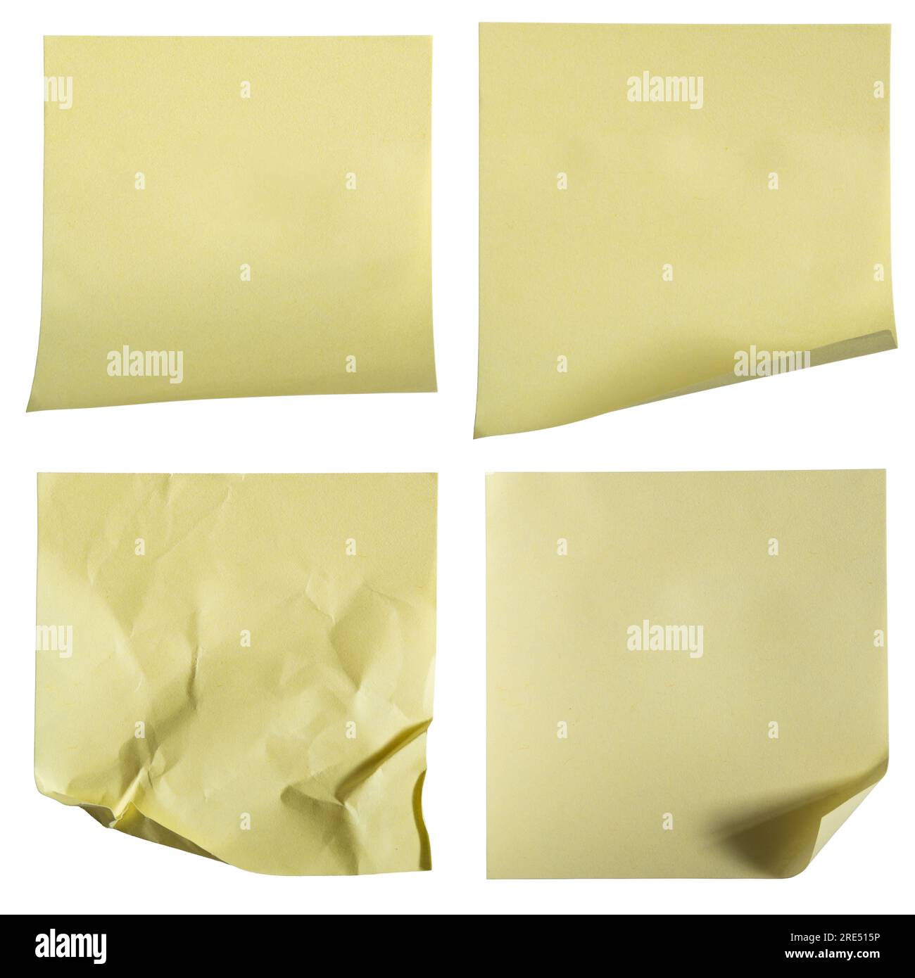 Yellow sticky notes paper on white background with clipping path Stock Photo