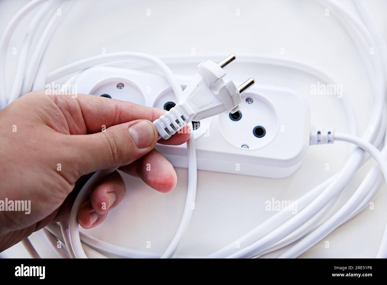 White electric extension cord, great design for any purposes. White