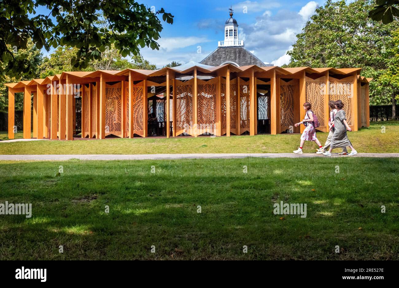 Serpentine Gallery Pavilion 2023 designed by Lina Ghotmeh London UK Stock Photo