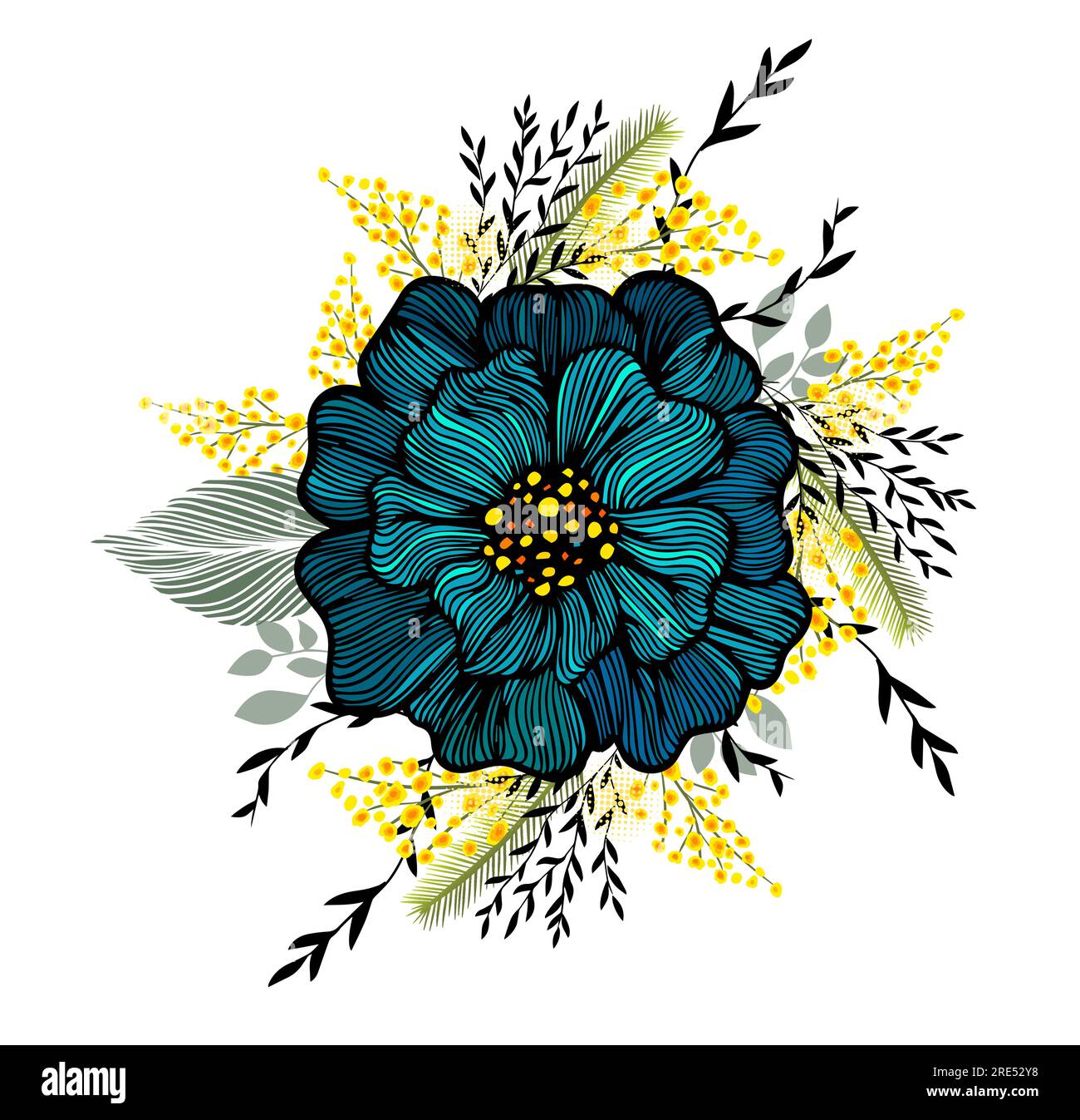 Big beautiful graphic flower abstraction. Vector illustration Stock ...