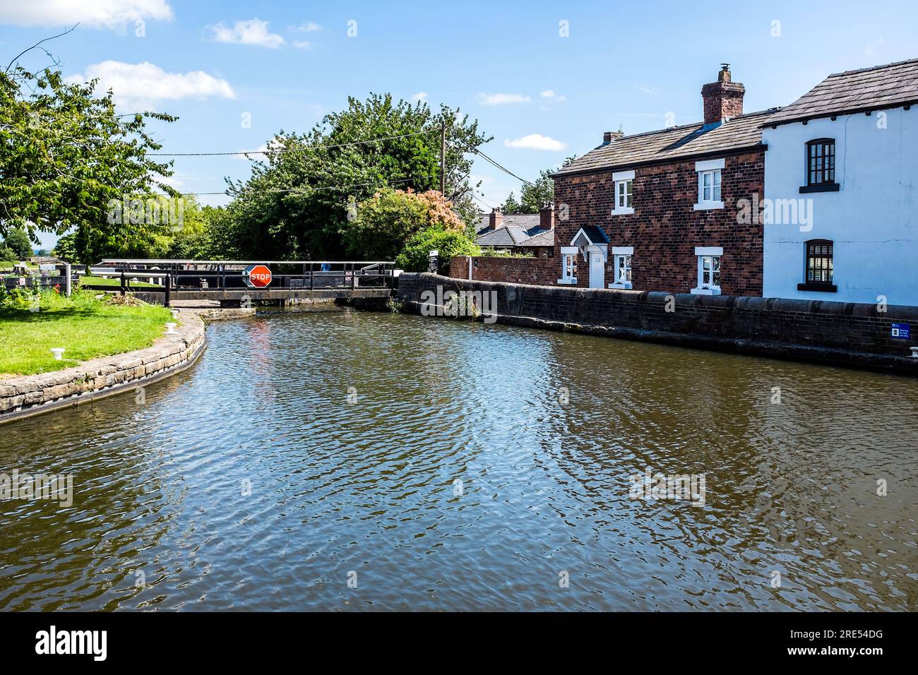 Top Lock is the start of the Rufford Branch of the Leeds - Liverpool Canal. Stock Photo