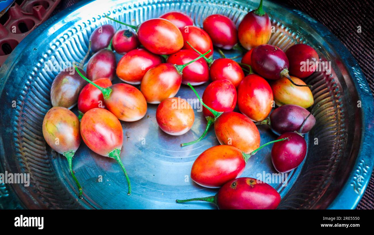 Sweet Passion Fruits Cultivated in the Hilltracks of Kodaikanal, Tamil Nadu, India Stock Photo