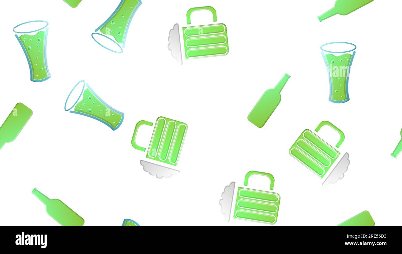 Endless seamless pattern of green beautiful glass beer bottles and ...