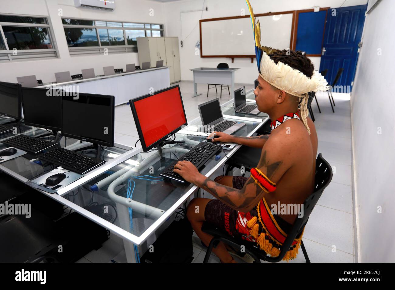 itaju do colonia, bahia, brazil - july 23, 2023: young indigenous woman ...
