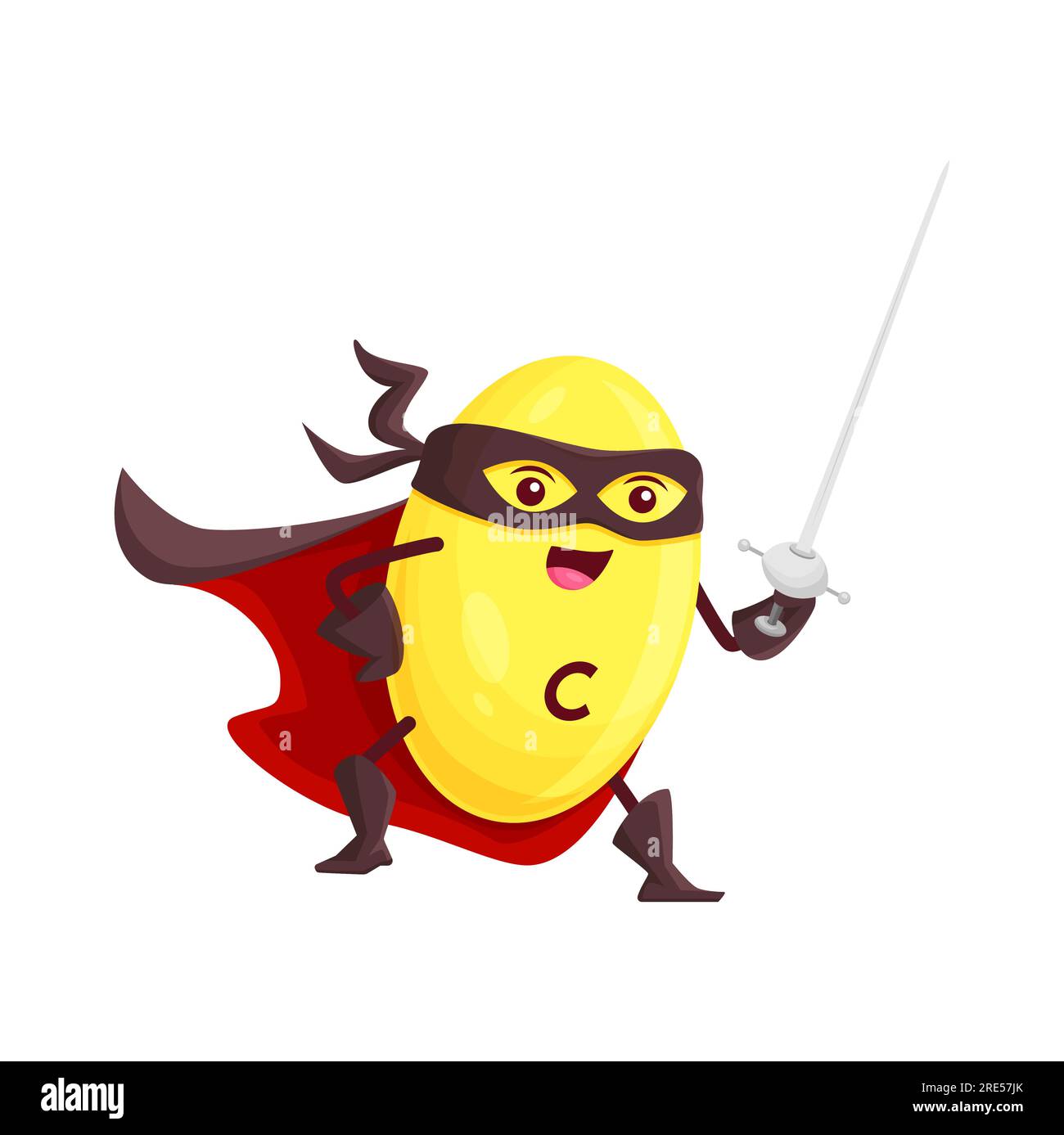 Lemon Hero, Superhero Character In Mask And Cape Holding A Shield, Comic,  Cartoon Style Vector Illustration Isolated On White Background. Lemon Fruit  Character In Superhero Mask And Cape With Shield. Royalty Free