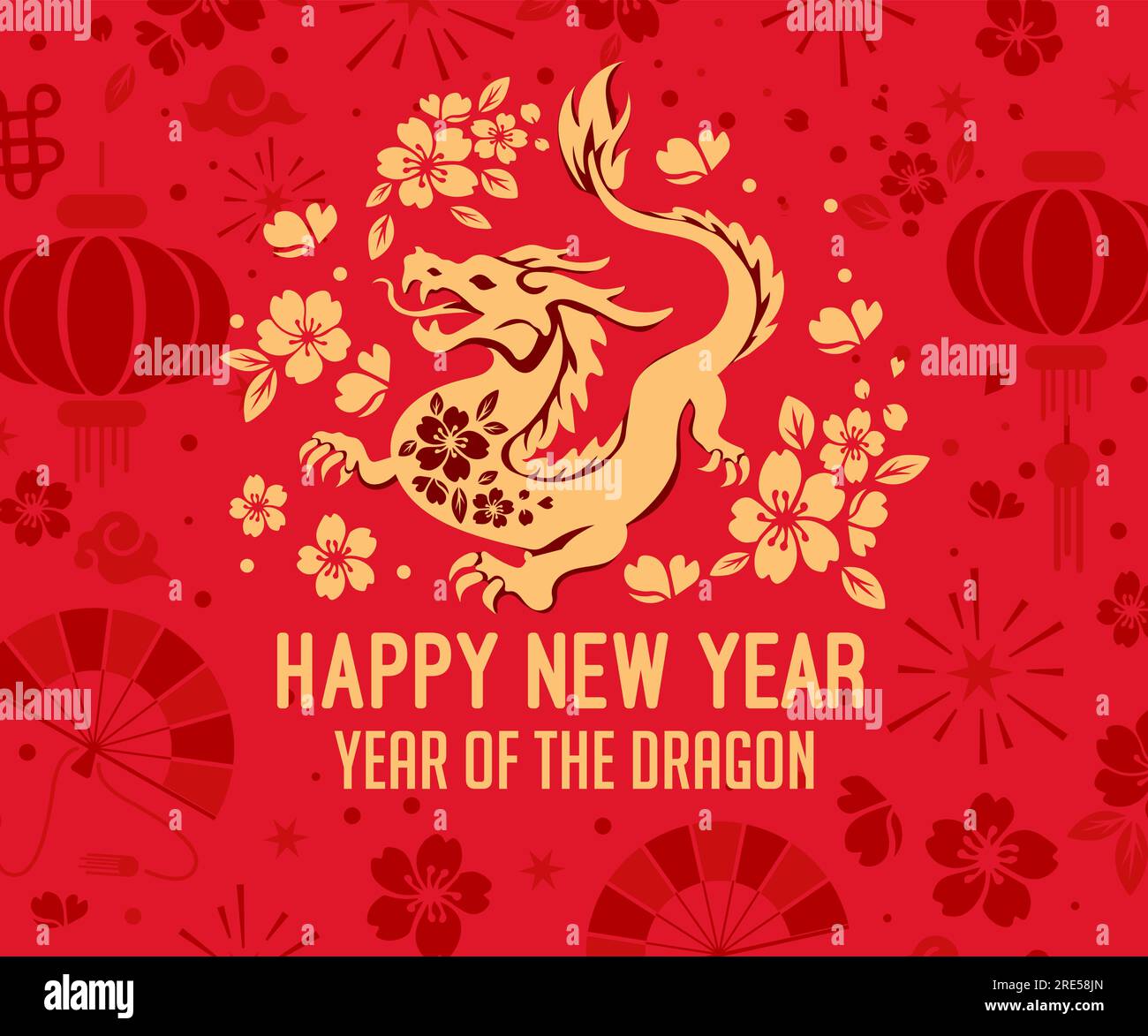 2024 Chinese New Year of the Dragon. Design element for Chinese lunar