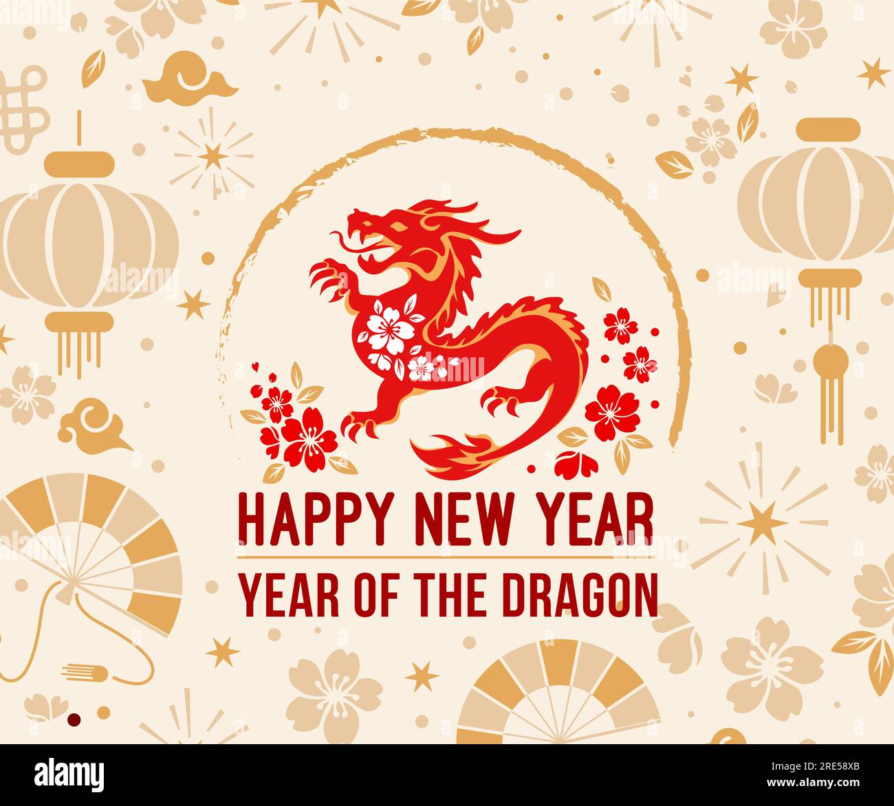 2024 Chinese New Year of the Dragon. Design element for Chinese lunar