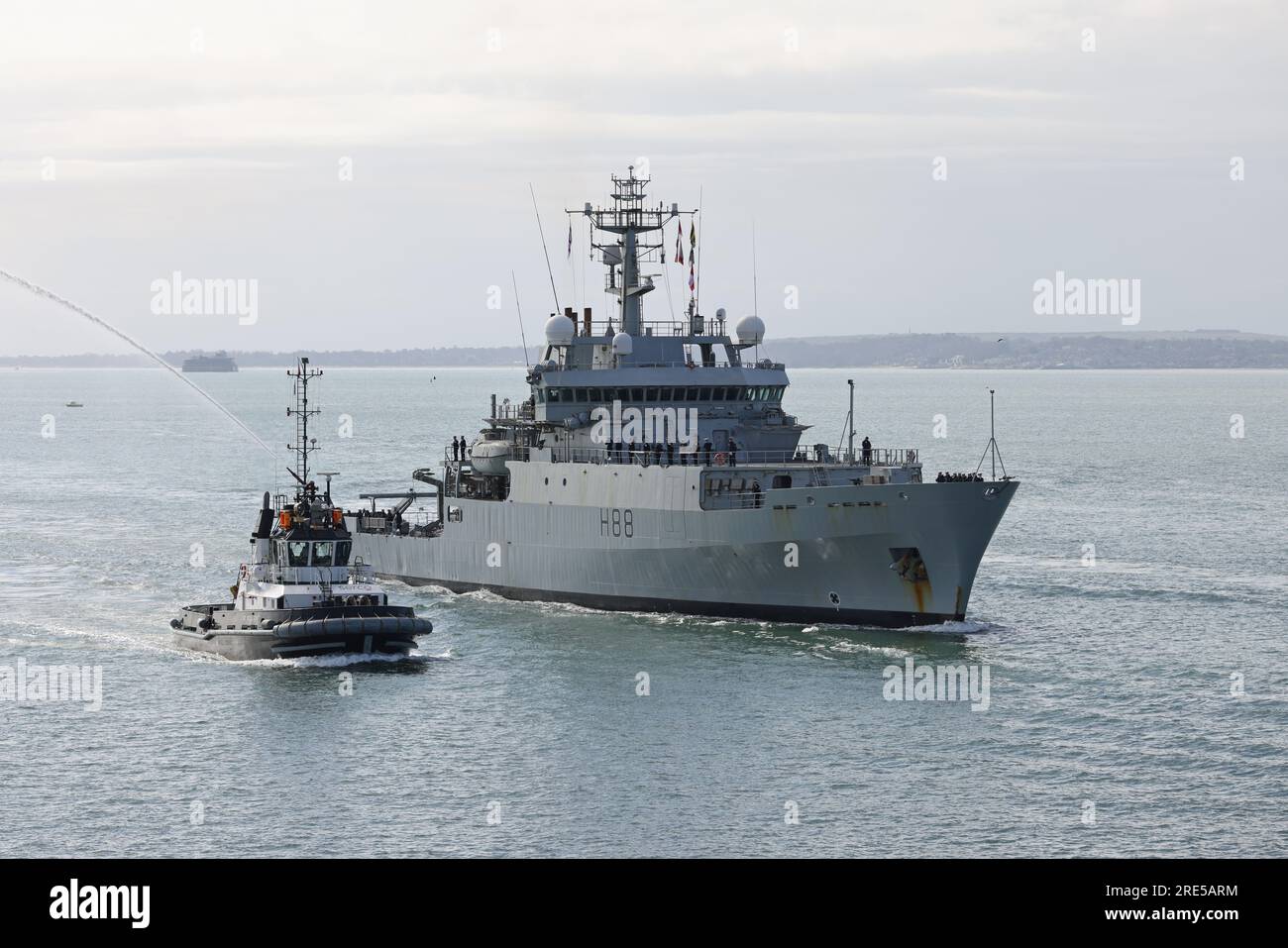 The Royal Navy survey vessel HMS ENTERPRISE (H88) arriving at the Naval ...
