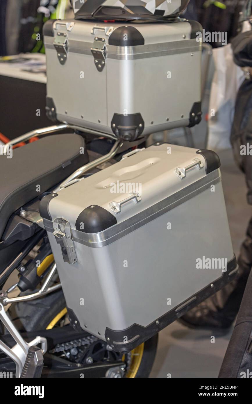 Set of Aluminium Panniers at Big Adventure Travel Motorcycle Stock