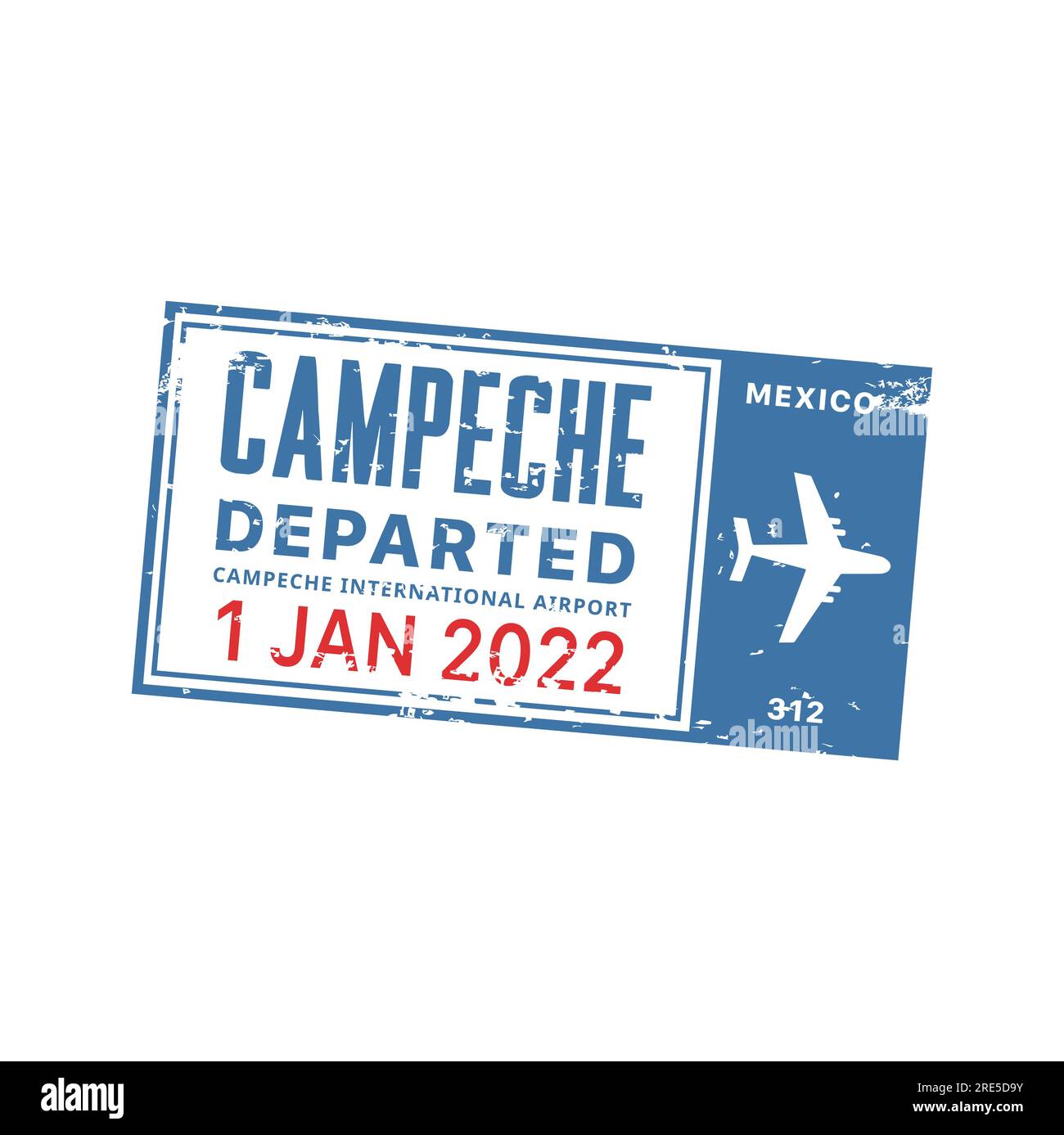 Campeche passport travel stamp of Mexico, international visa to Mexican
