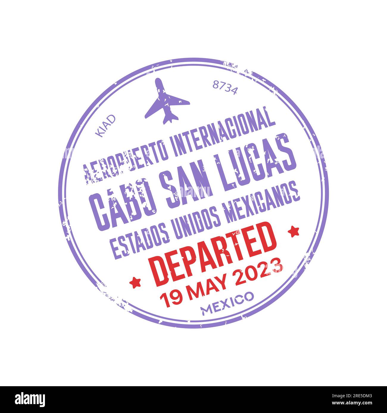 Cabo San Lucas departed visa stamp, mexico travel border control