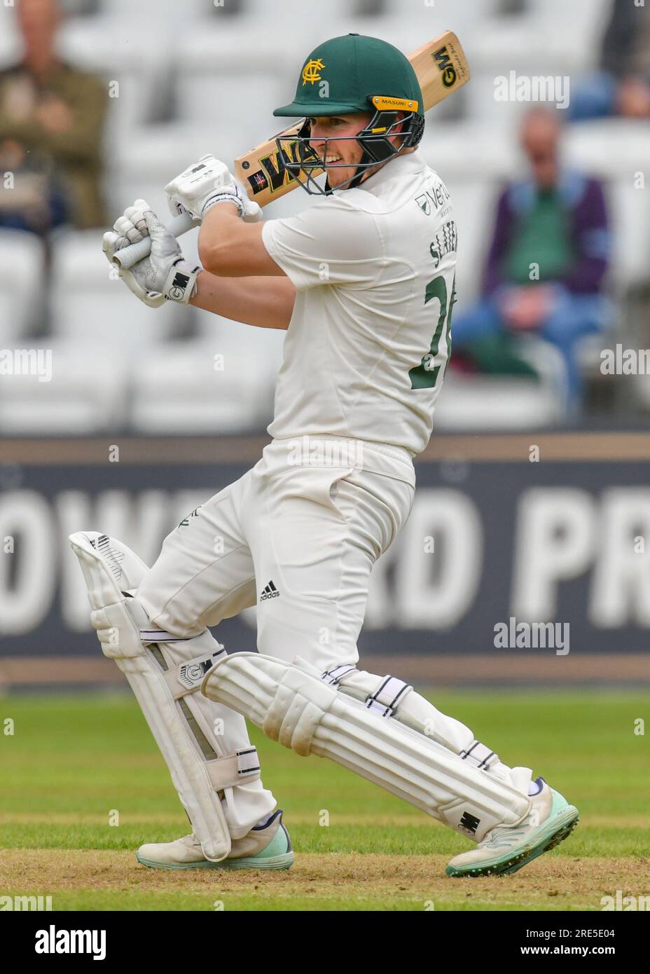 25 July 2023 - Trent Bridge Cricket Ground, Nottingham.  Event: LV Inter County Championship: Notts  CCC v Kent CCC  Caption: SLATER Ben (Nottingham CCC) Batting.   Picture: Mark Dunn/Alamy Live News (Events) Stock Photo