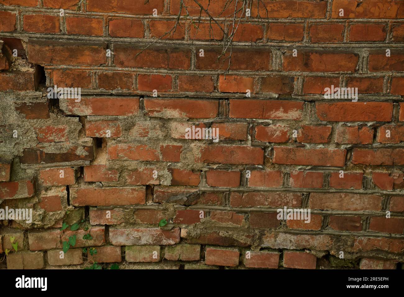 Red brick and brick edge from pillar in front of wall as texture background Stock Photo