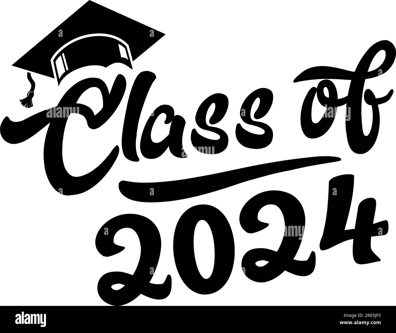 Lettering Class of 2024 for greeting, invitation card. Text for