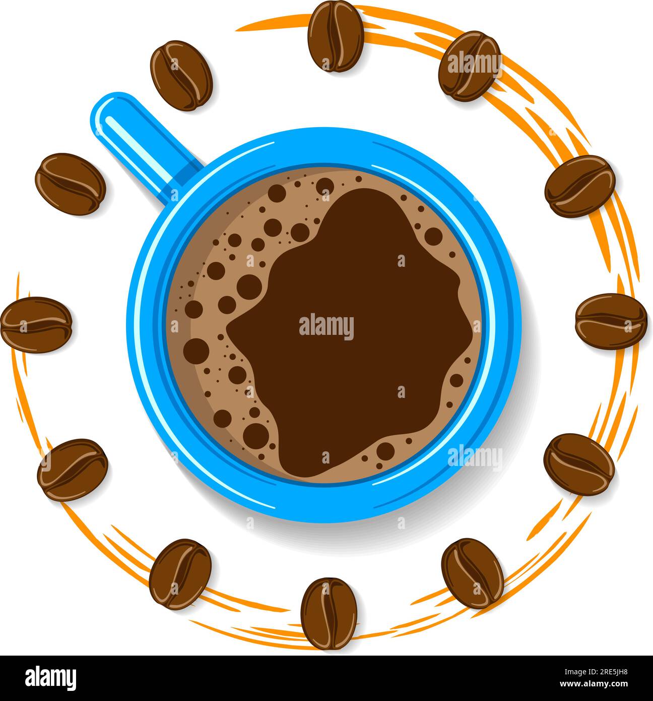 Morning coffee time. Stylized clock face made of coffee beans with an