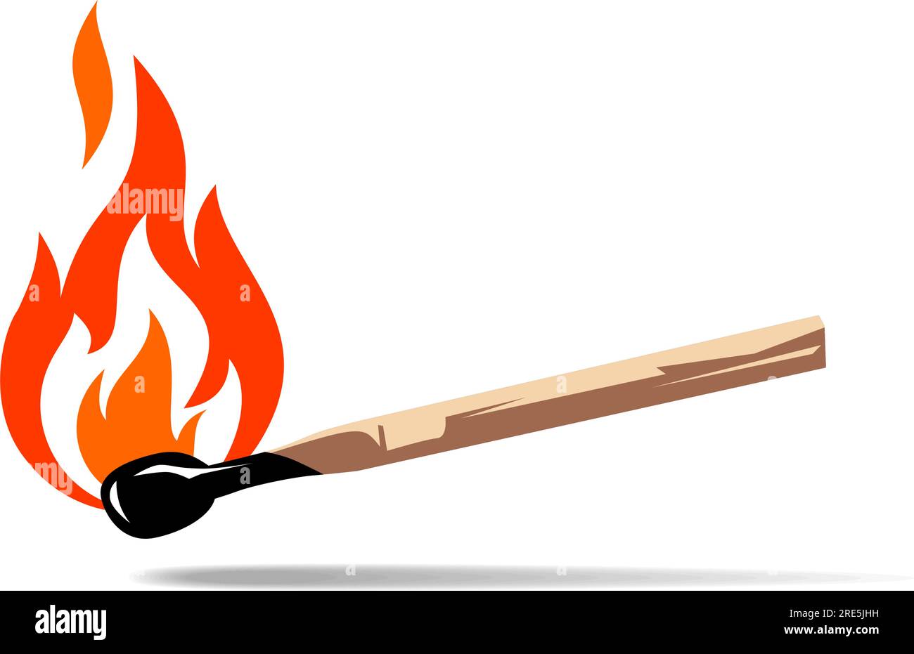 Burning match icon. Vector on transparent background Stock Vector Image