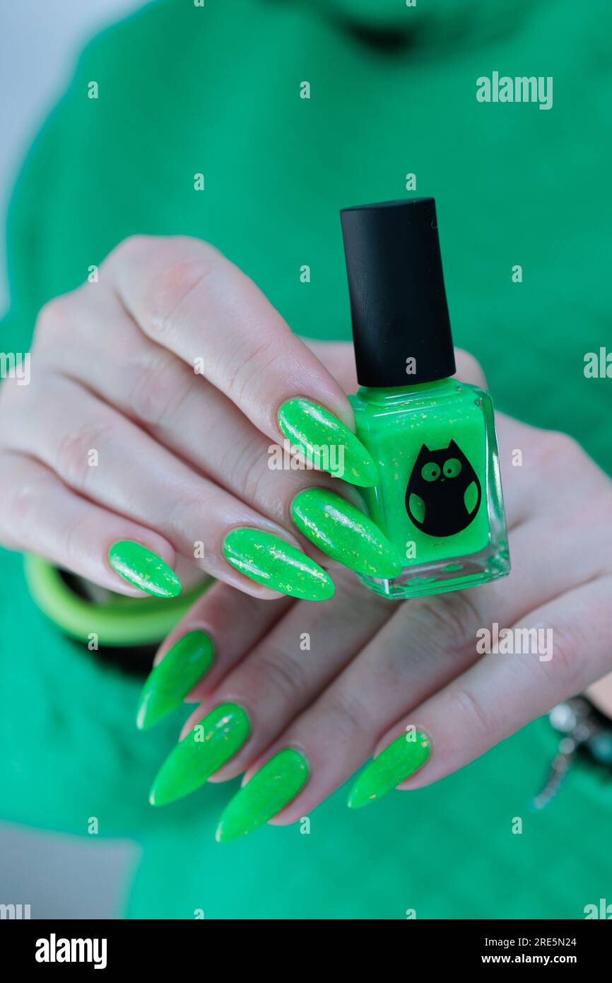 Buy Neon Green Nail Polish Hand Mixed by GR8 Nails Online in India - Etsy