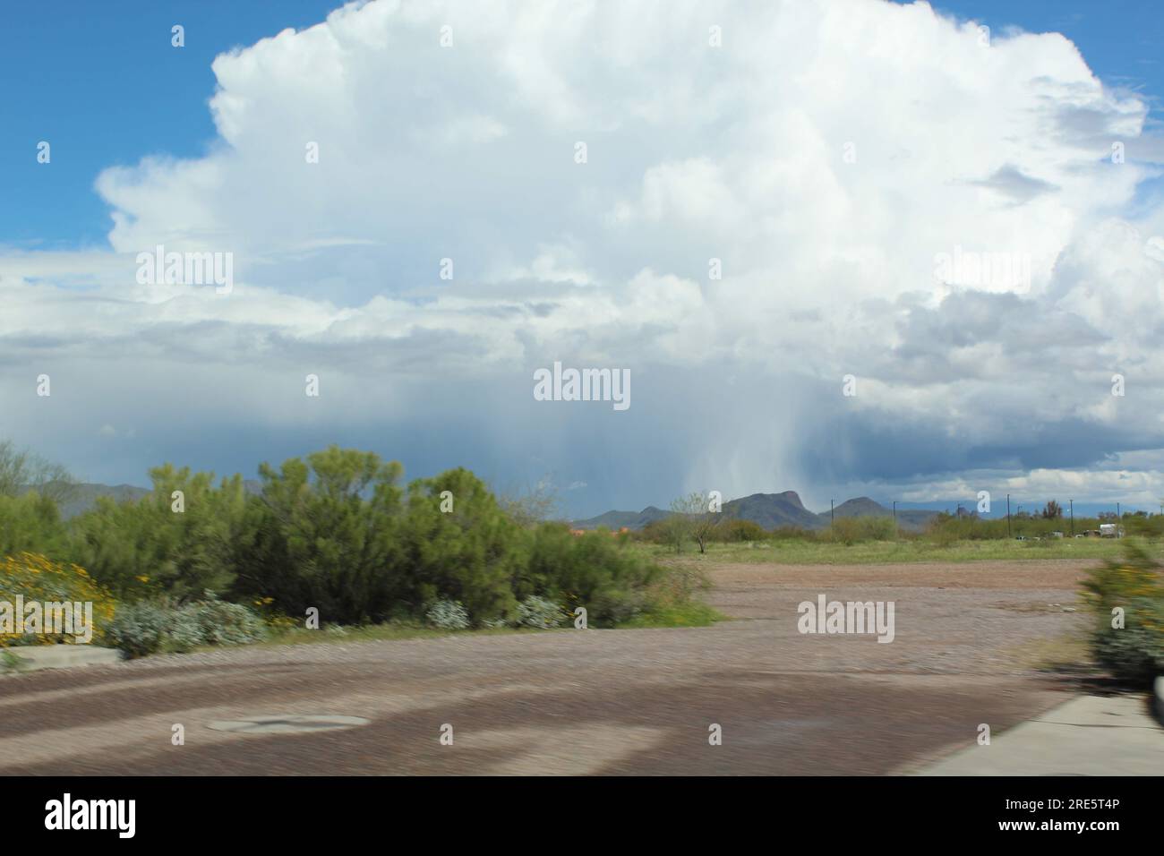 Monsoon Rain in Arizona Stock Photo
