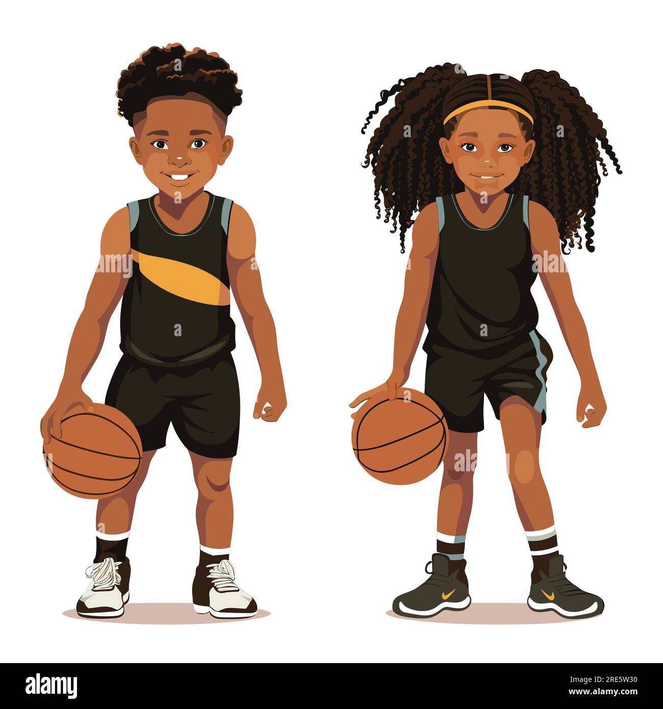 Little girl plays basketball. Flat design concept with cute baby hitting a  ball. Vector illustration isolated on white background Stock Vector Image &  Art - Alamy