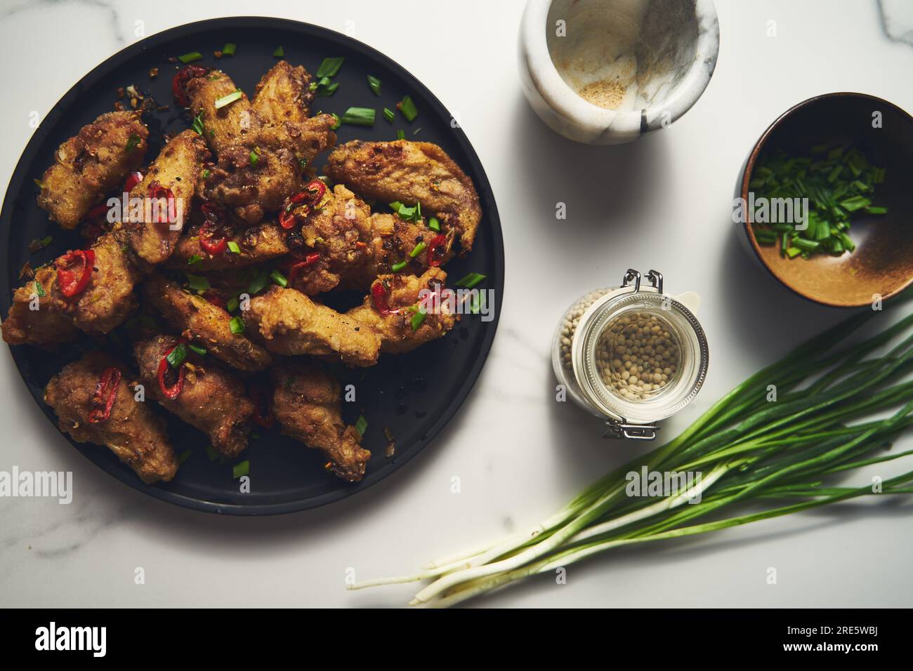 Chinese Salt and Pepper chicken wings. Crispy battered Deep fried