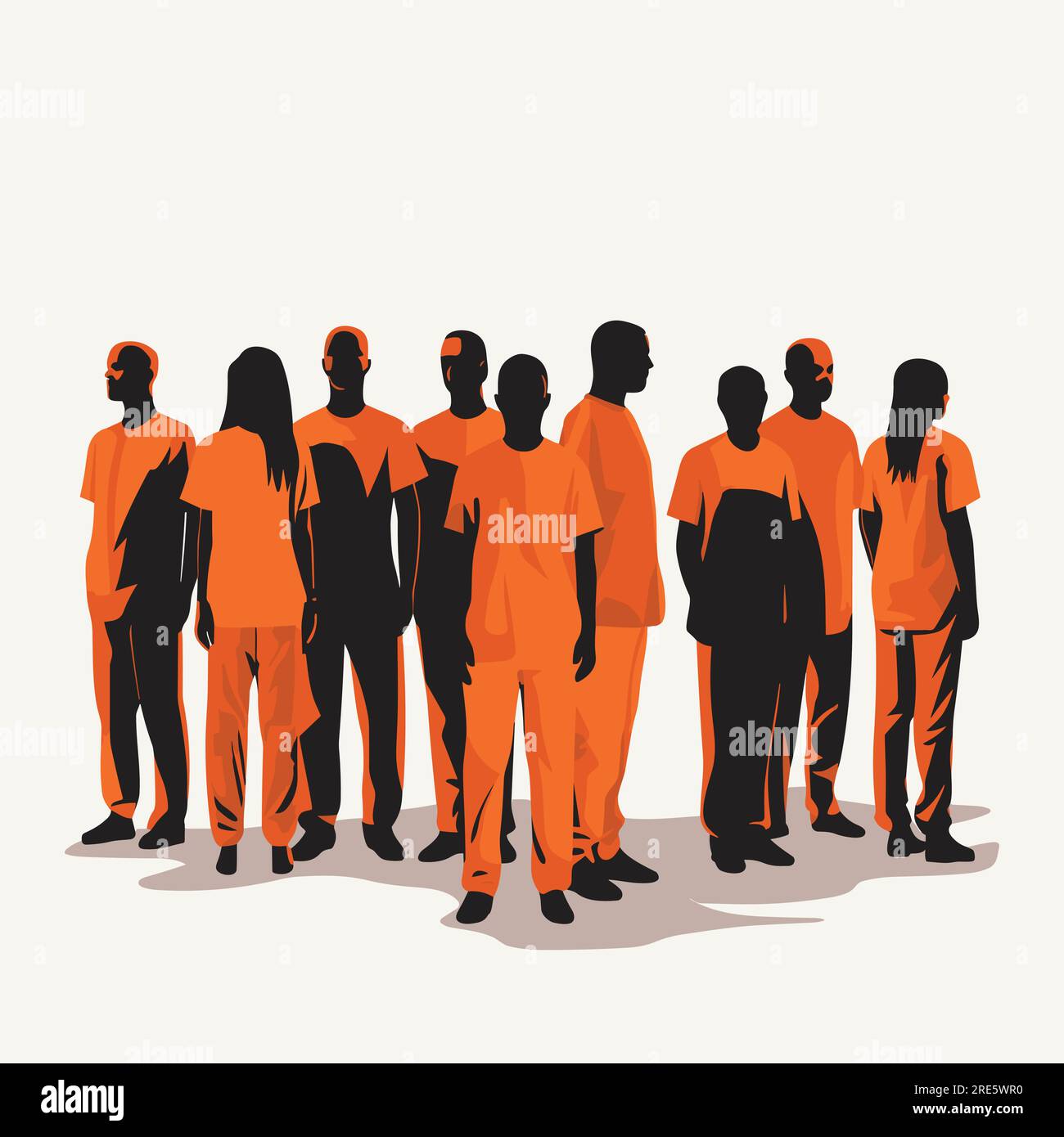 group of inmates vector flat minimalistic isolated Stock Vector Image