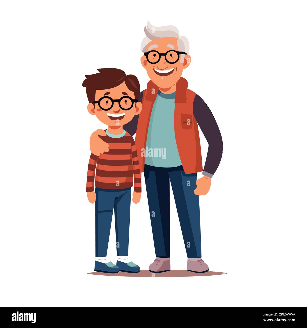 Grandfather and grandson vector flat isolated Stock Vector Image & Art ...