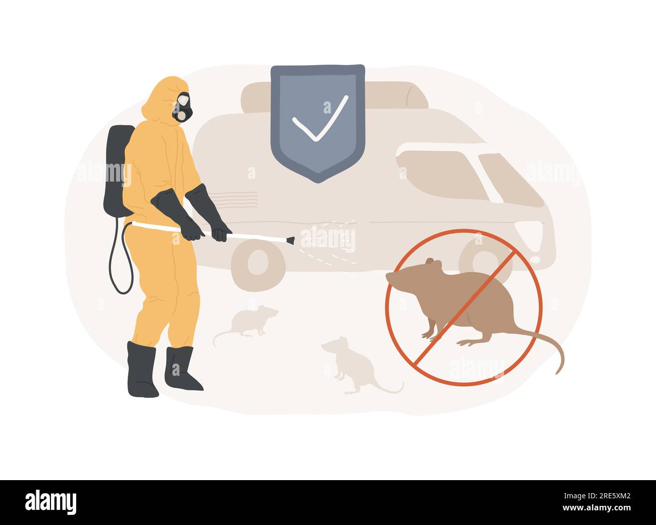 Rodents pest control service isolated concept vector illustration. Rodent control service, house proofing, rats trapping program, mice exterminator, 24 hour pest removal vector concept. Stock Vector