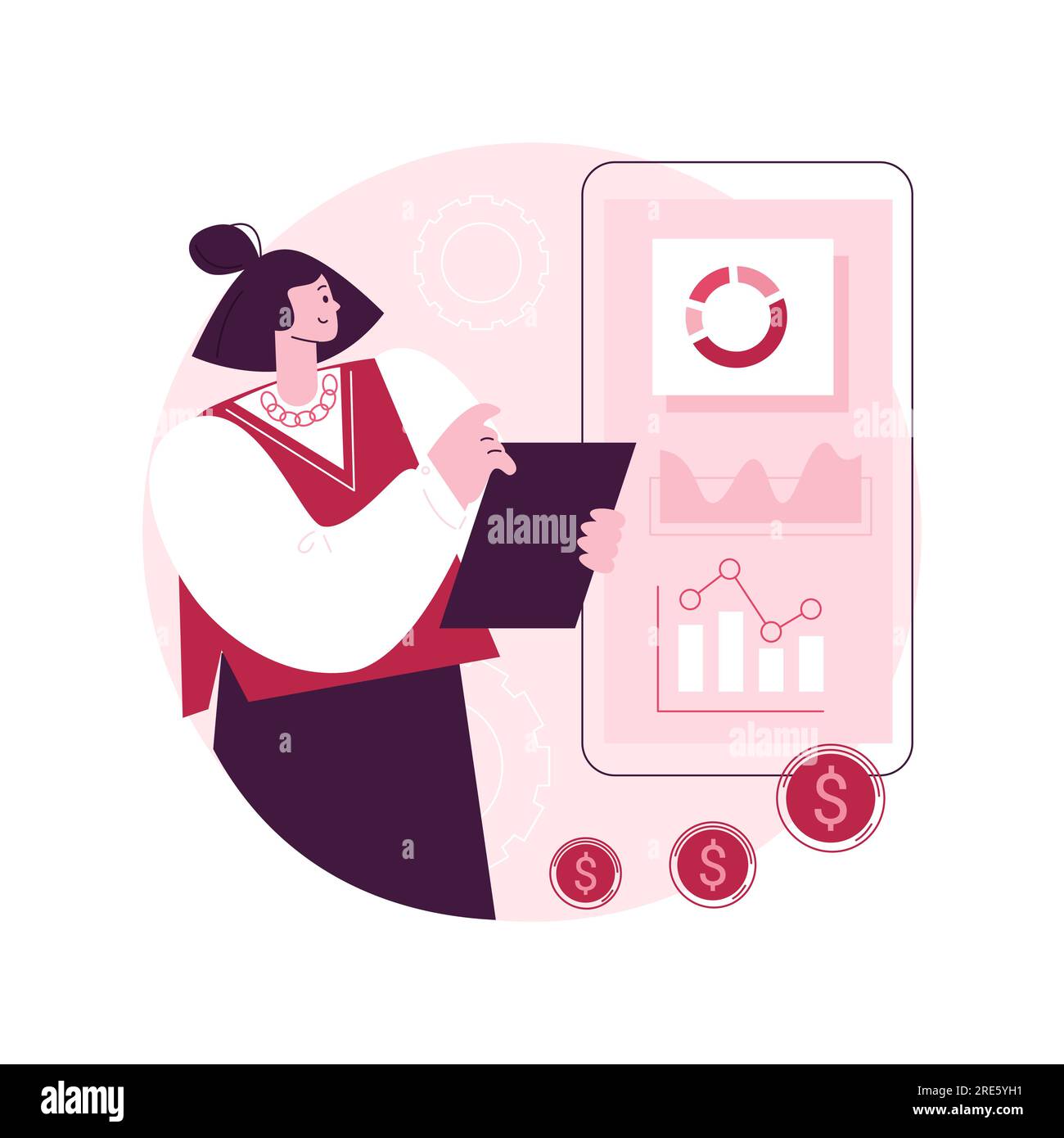 Mobile expense management abstract concept vector illustration. Charges control system, sattelite devices checking, mobile network, enterprise economy, manage telephony costs abstract metaphor. Stock Vector