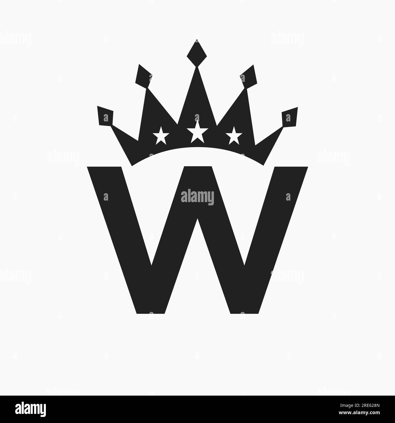 Crown Logo On Letter W Luxury Symbol. Crown Logotype Template Stock Vector