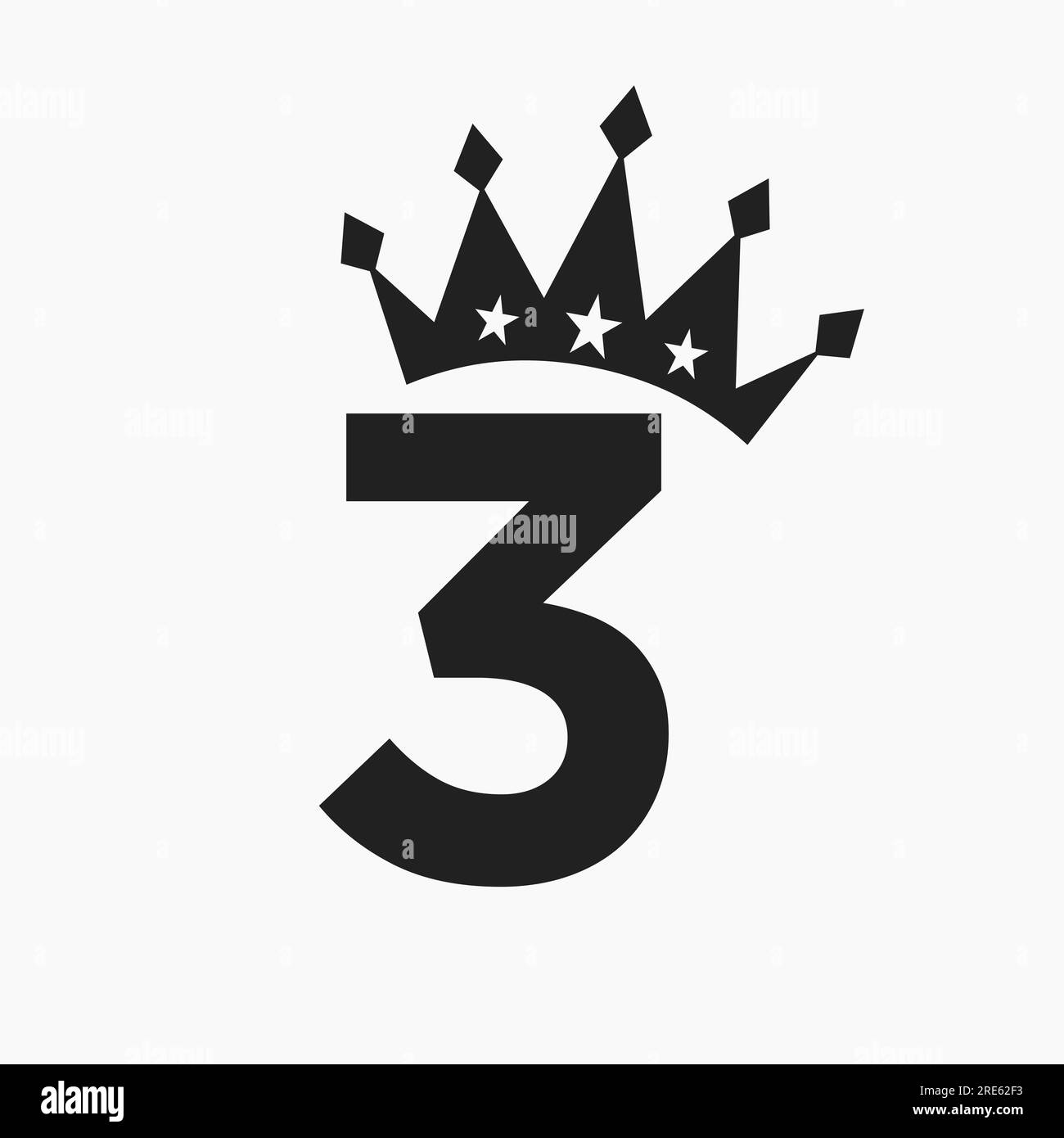 Crown Logo On Letter 3 Luxury Symbol. Crown Logotype Template Stock Vector