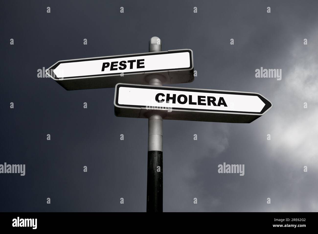 Two direction signs, one pointing left and the other one, pointing ...