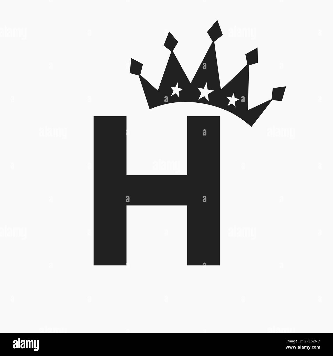 Crown Logo On Letter H Luxury Symbol. Crown Logotype Template Stock Vector