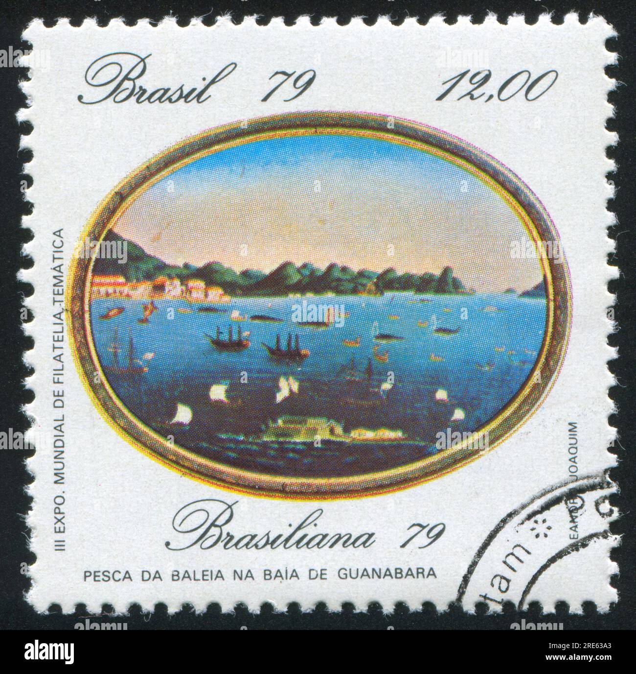 BRAZIL - CIRCA 1979: stamp printed by Brazil, shows  Fishing on Guanabara Bay, circa 1979 Stock Photo