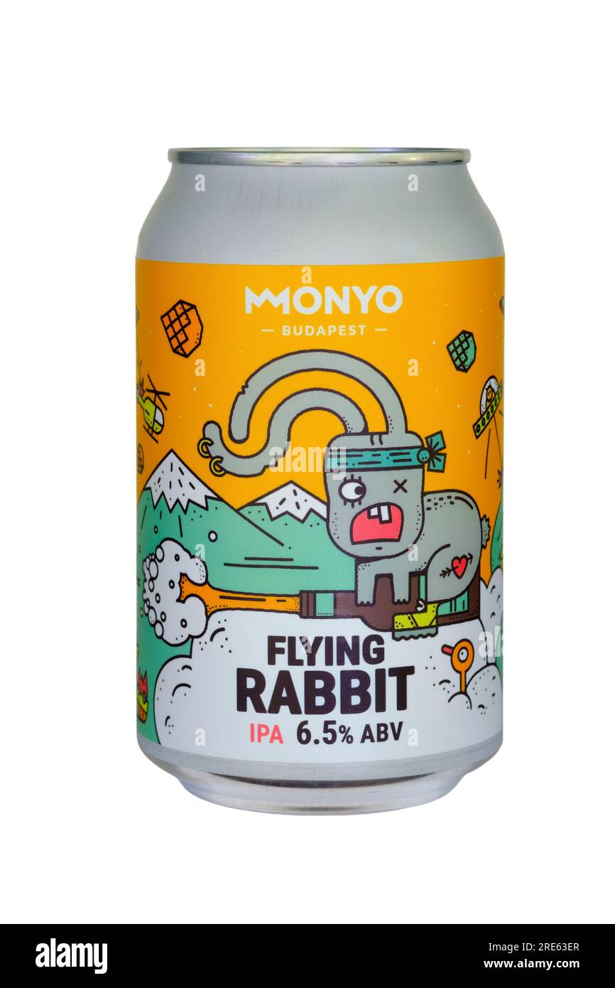 can of monyo flying rabbit ipa cut out on white background Stock Photo
