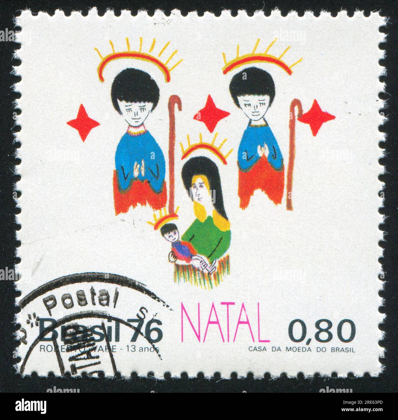 BRAZIL - CIRCA 1976: stamp printed by Brazil, shows  christmas, circa 1976 Stock Photo