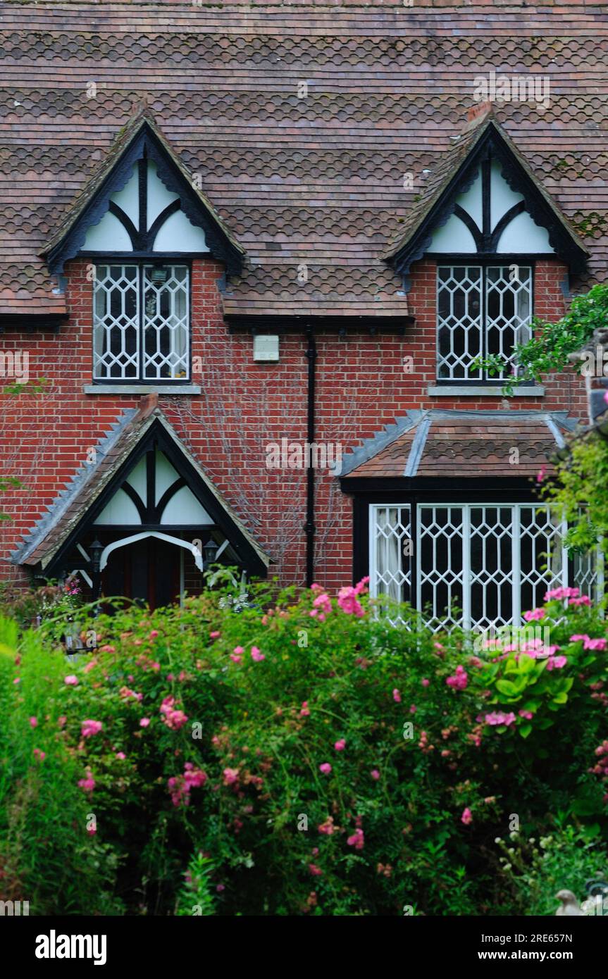 Brick and tile house in Wimborne St.Giles village in north Dorset