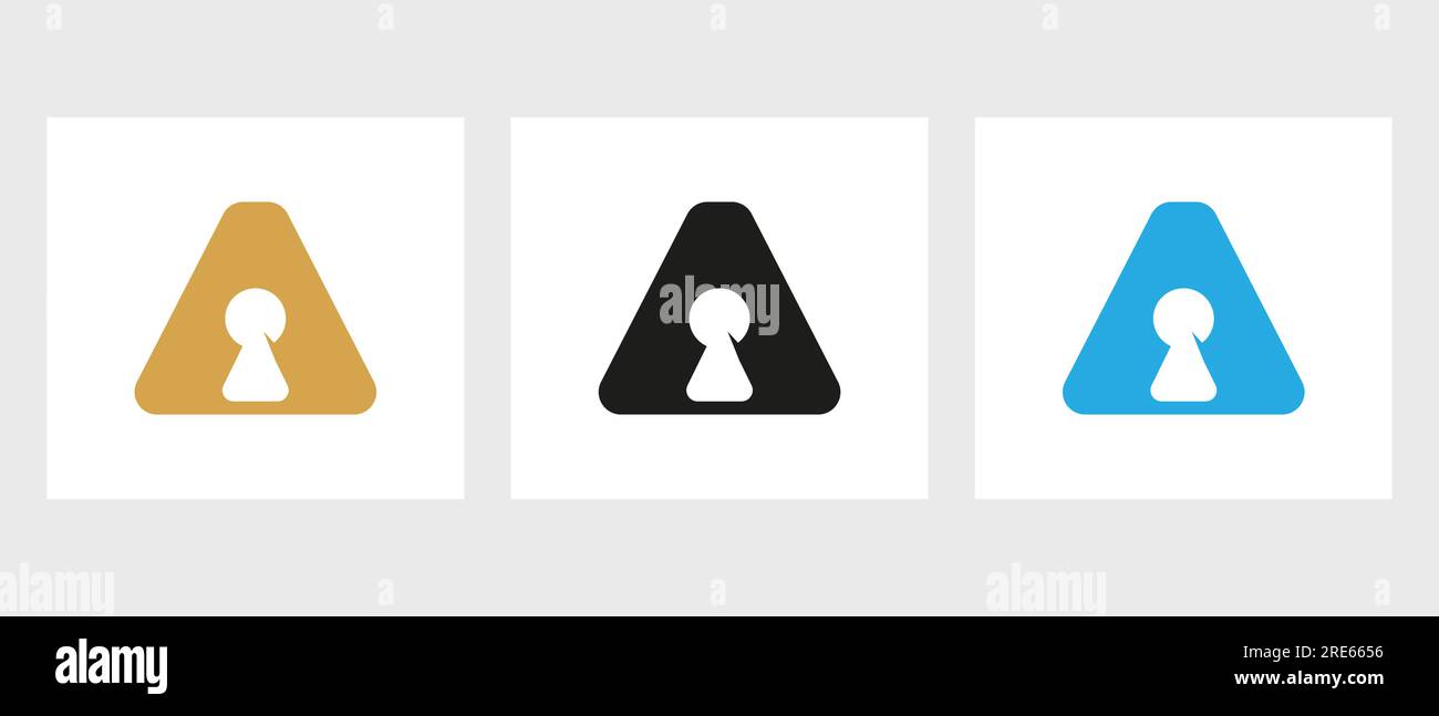 Letter A Key Hold Logo Design. Locked Icon, Security, Protection, Safe