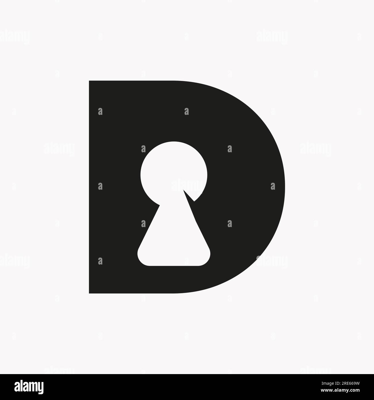 Letter D Key Hold Logo Design. Locked Icon, Security, Protection, Safe