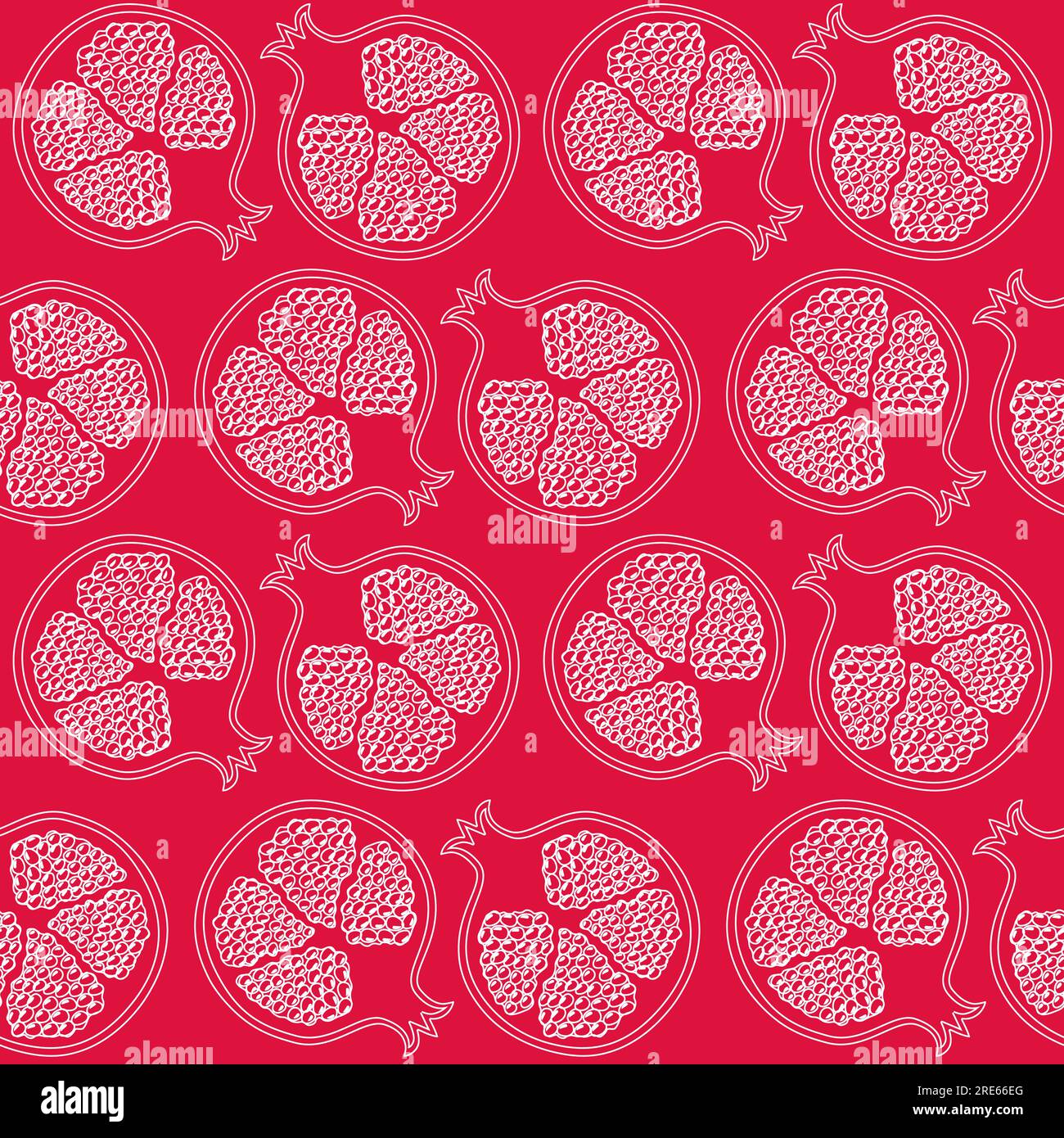 Seamless pattern with outline handdrawn pomegranates. Decorative pomegranate vector pattern Stock Vector